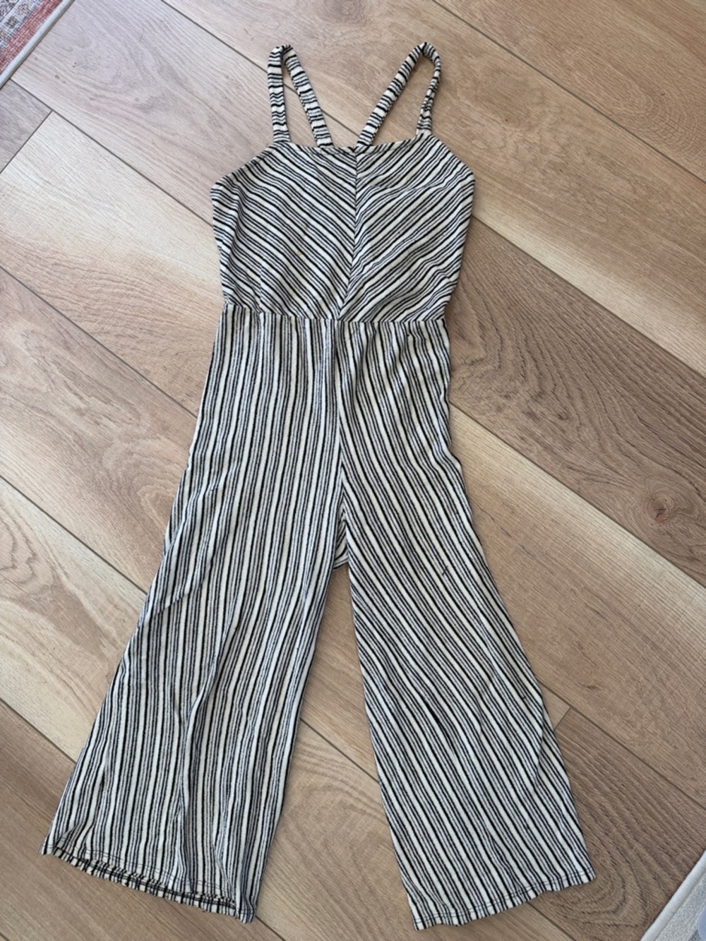 Sleeveless Striped Wide-Leg Jumpsuit - Black & White